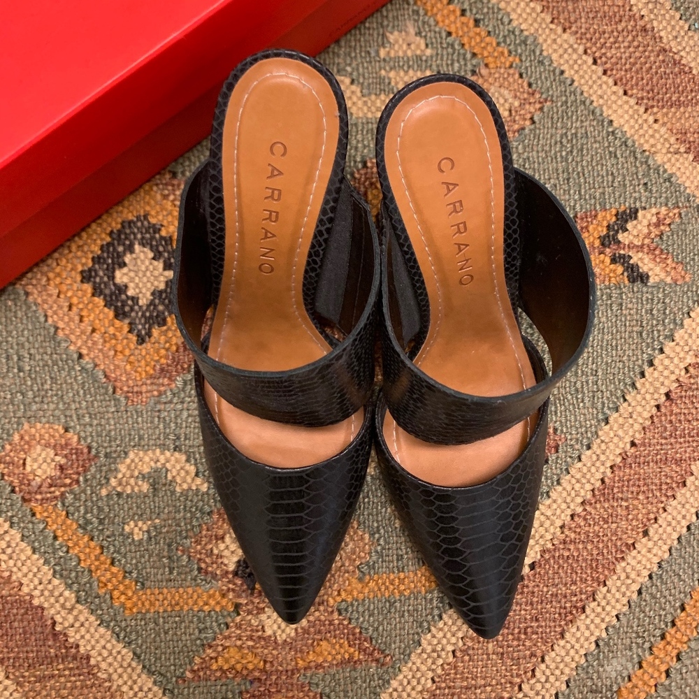NWOT Carrano Pietra Black Snake Mule Pump Heel - Picture 3 of 5